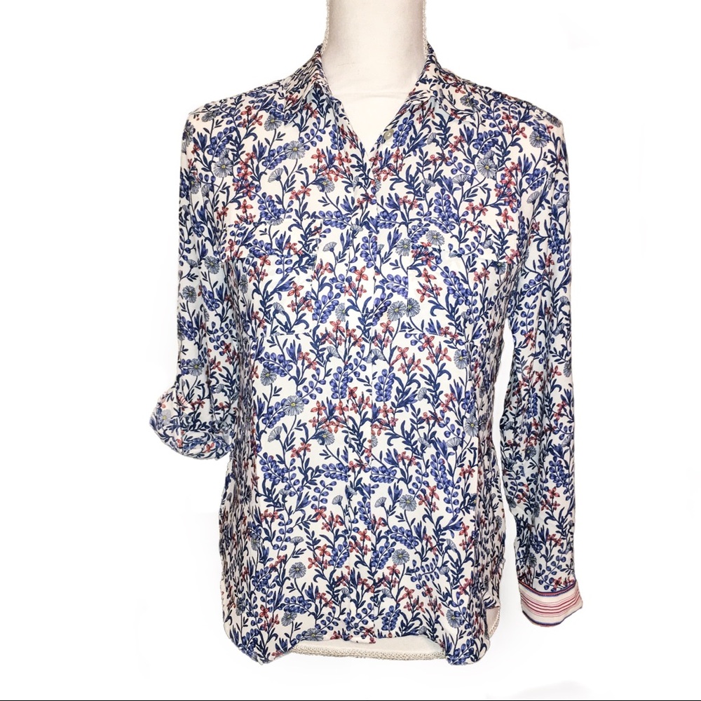 Hploft Petite Floral Button Front Top Size Xsp - image 6